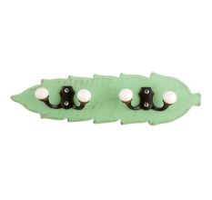 Green Black Double Loop Ceramic Iron Wooden Hooks