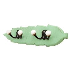 Green Black Double Loop Ceramic Iron Wooden Hooks