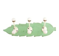 Green Cream Double Loop Ceramic Iron Wooden Hooks