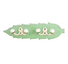Green Cream Double Loop Ceramic Iron Wooden Hooks