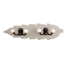 Grey Black Double Loop Ceramic Iron Wooden Hooks