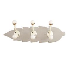 Grey Cream Double Loop Ceramic Iron Wooden Hooks