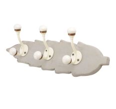 Grey Cream Double Loop Ceramic Iron Wooden Hooks