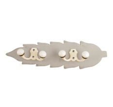Grey Cream Double Loop Ceramic Iron Wooden Hooks