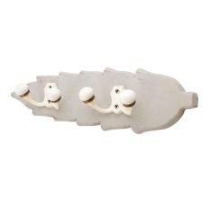 Grey Cream Double Loop Ceramic Iron Wooden Hooks