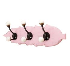 Pink Black Double Loop Ceramic Iron Wooden Hooks