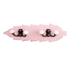 Pink Black Double Loop Ceramic Iron Wooden Hooks
