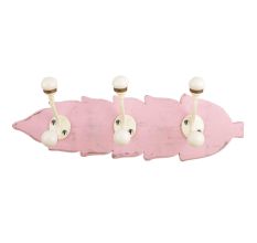 Pink Cream Double Loop Ceramic Iron Wooden Hooks