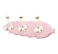 Pink Cream Double Loop Ceramic Iron Wooden Hooks