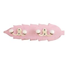 Pink Cream Double Loop Ceramic Iron Wooden Hooks