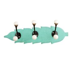 Sea Green Black Double Loop Ceramic Iron Wooden Hooks