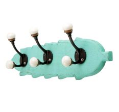 Sea Green Black Double Loop Ceramic Iron Wooden Hooks