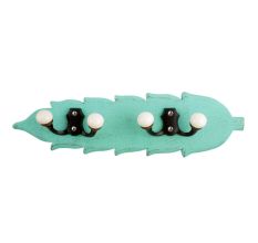 Sea Green Black Double Loop Ceramic Iron Wooden Hooks