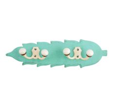 Sea Green Cream Double Loop Ceramic Iron Wooden Hooks