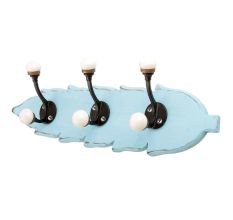 Turquoise Black Double Loop Ceramic Iron Wooden Hooks
