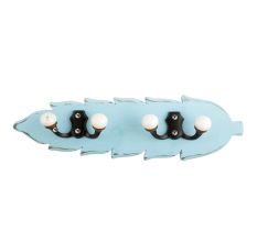 Turquoise Black Double Loop Ceramic Iron Wooden Hooks