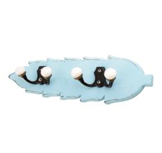 Turquoise Black Double Loop Ceramic Iron Wooden Hooks