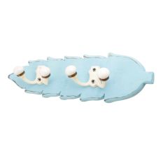 Turquoise Cream Double Loop Ceramic Iron Wooden Hooks