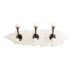 White Black Double Loop Ceramic Iron Wooden Hooks