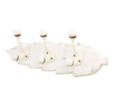 White Cream Double Loop Ceramic Iron Wooden Hooks