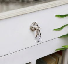 Clear Octagon Teardrop Glass Pull Cabinet Knob
