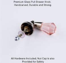 Pink Octagon Teardrop Glass Pull Drawer Knob