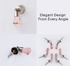 Pink Octagon Teardrop Glass Pull Drawer Knob