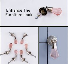 Pink Octagon Teardrop Glass Pull Drawer Knob