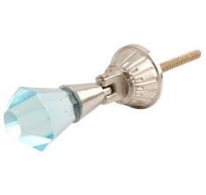Turquoise Octagon Glass Pull Teardrop Dresser Knob 