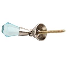 Turquoise Octagon Glass Pull Teardrop Dresser Knob 