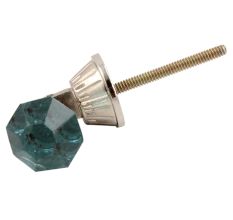 Turquoise Octagon Glass Pull Teardrop Dresser Knob 
