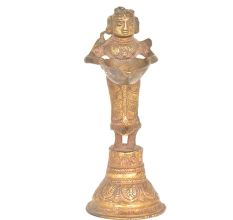 Brass Lady Holding Traditional Oil Lamp Bell
