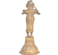 Brass Lady Holding Traditional Oil Lamp Bell