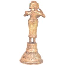 Brass Lady Holding Wick Lamp Deepak Arti Decor