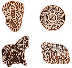 Set of 4 Piece New Mix Wooden Printing Block