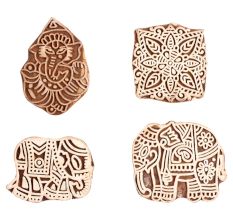 Set of 4 Piece New Mix Wooden Printing Block