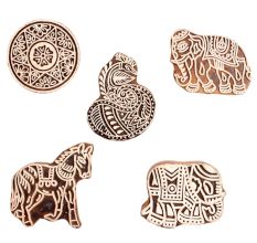 Set of 5 Piece New Mix Wooden Printing Block