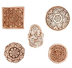 Set of 5 Piece New Mix Wooden Printing Block