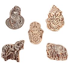 Set of 5 Piece New Mix Wooden Printing Block