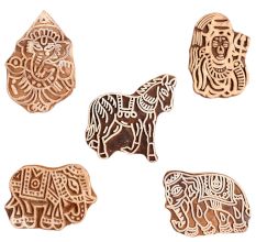 Set of 5 Piece New Mix Wooden Printing Block