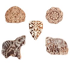 Set of 5 Piece New Mix Wooden Printing Block