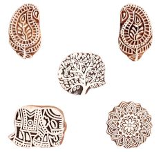 Set of 5 Piece New Mix Wooden Printing Block