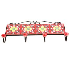 Red Yellow Flower Tiles Hooks