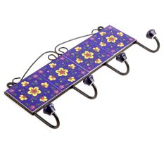 Navy Blue Yellow Tiny Flower Tiles Hooks
