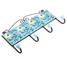 Turquoise Green Leaf Tiles Hooks 