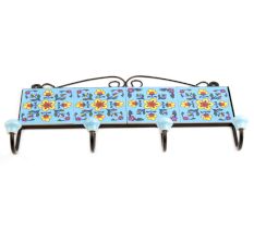 Turquoise Yellow Tiny Flower Tiles Hooks 