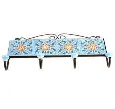 Turquoise Wheel Tiles Hooks 