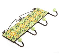Lime Green Yellow Flower Tiles Hooks 