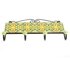 Lime Green Yellow Flower Tiles Hooks 