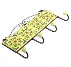 Lime Green Yellow Tiny Flower Tiles Hooks